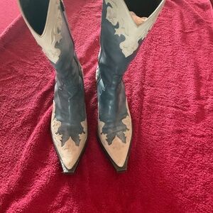 Donald Pliner Western Boots Blue/Beige Size 8 1/2 Medium